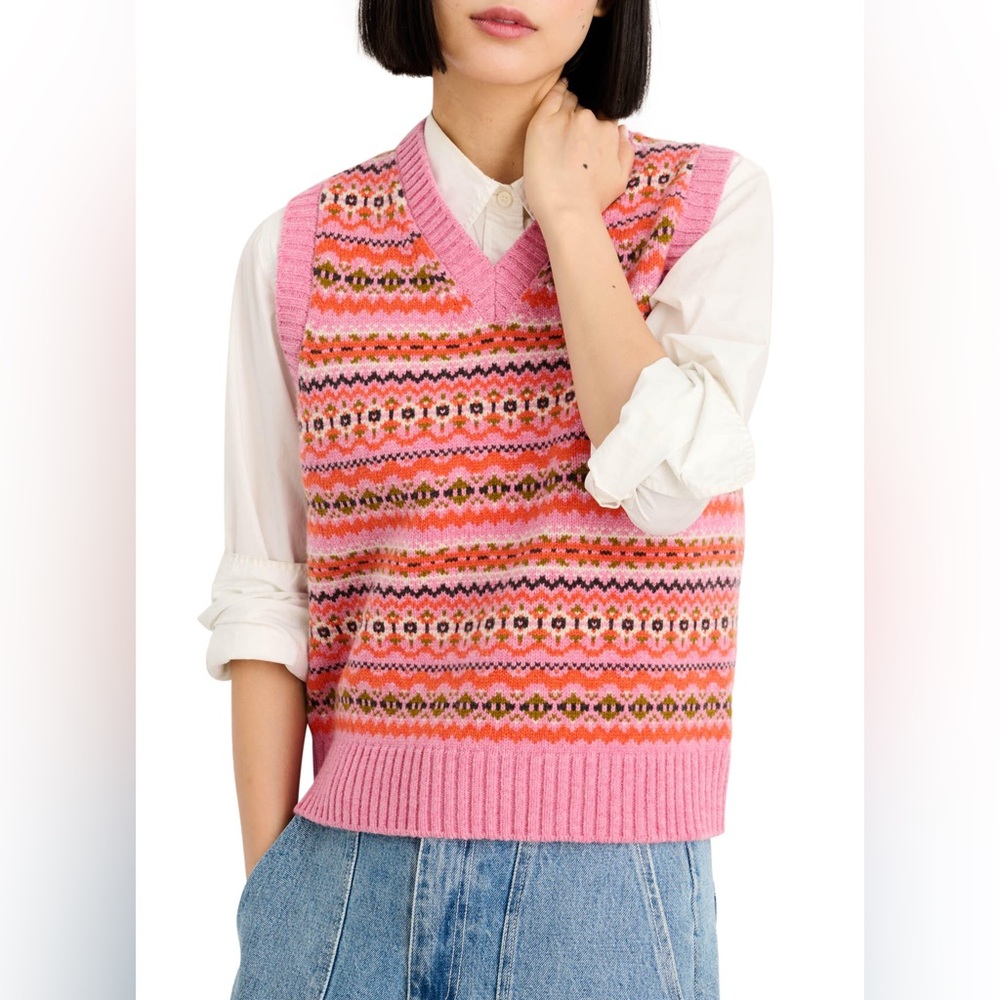 Alex Mill ‘Francis’ Extra Fine Merino Wool Fair Isle Vest XS